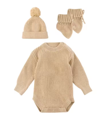 3pcs Newborn Knitted Set