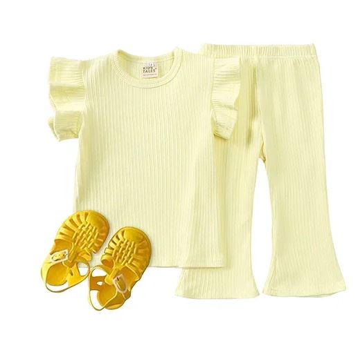 Kids Tales Girls Ribbed Frill Set