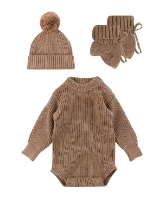 3pcs Newborn Knitted Set