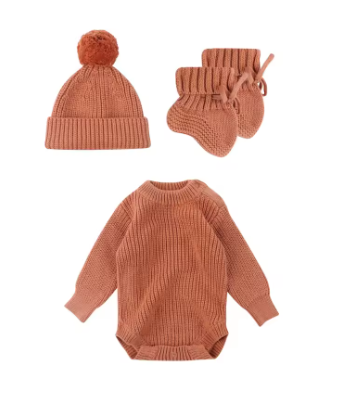 3pcs Newborn Knitted Set
