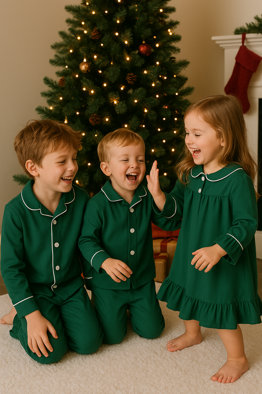 Green Cotton Christmas Pyjamas & Nightdress