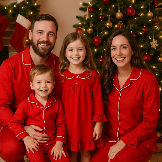 Family Red Cotton Pyjamas & Nightdress